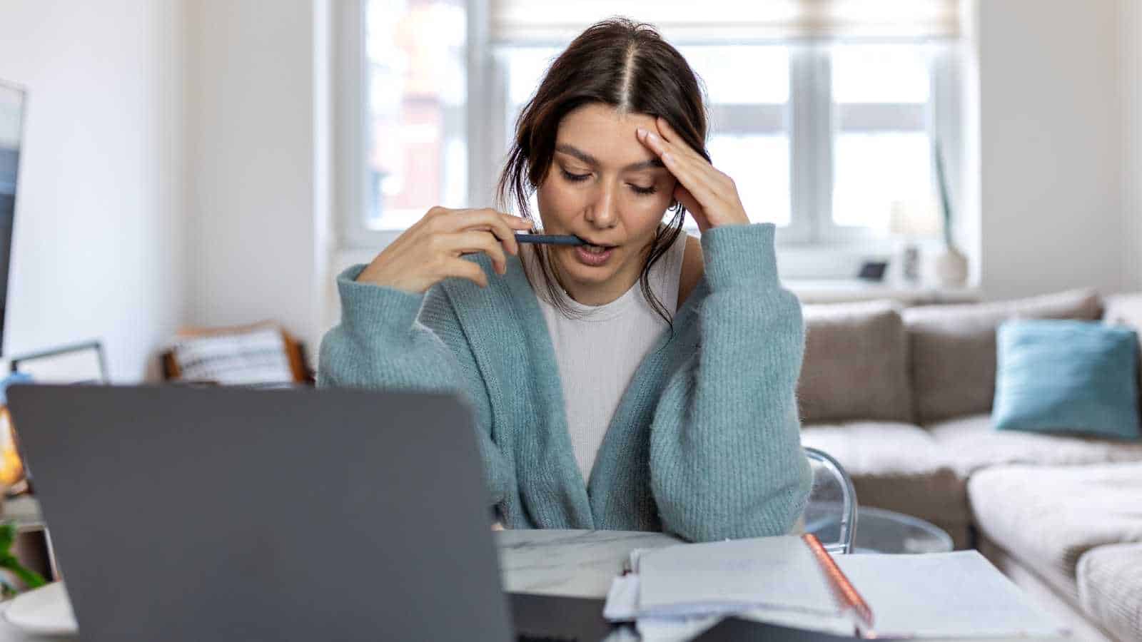 Woman trying to solve problem creatively