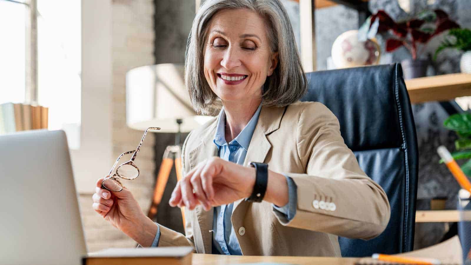 Old woman busy at work