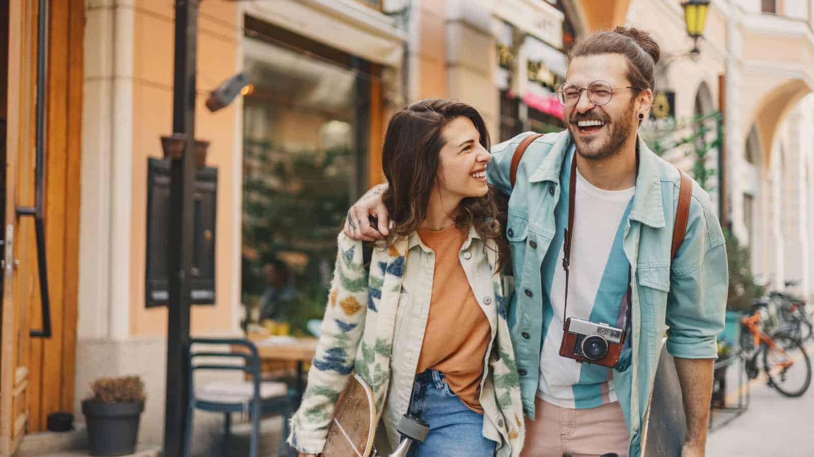 Couple talking a walk