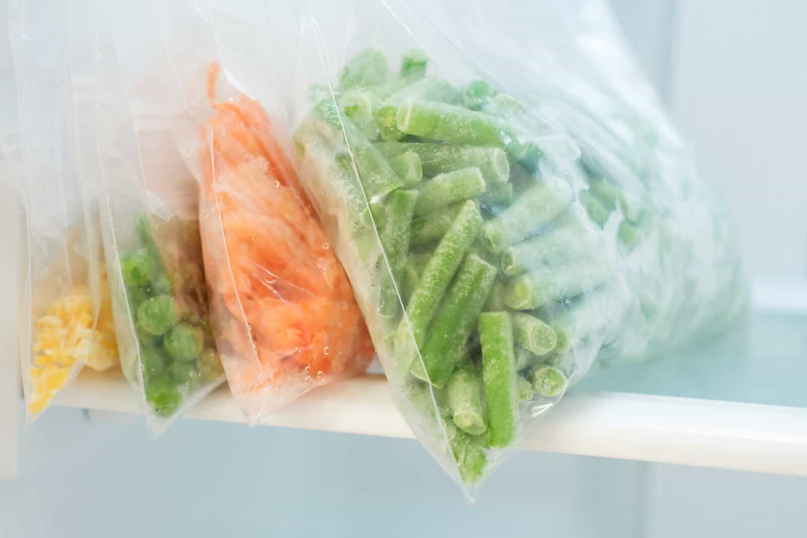 Frozen vegetables in a plastic bags
