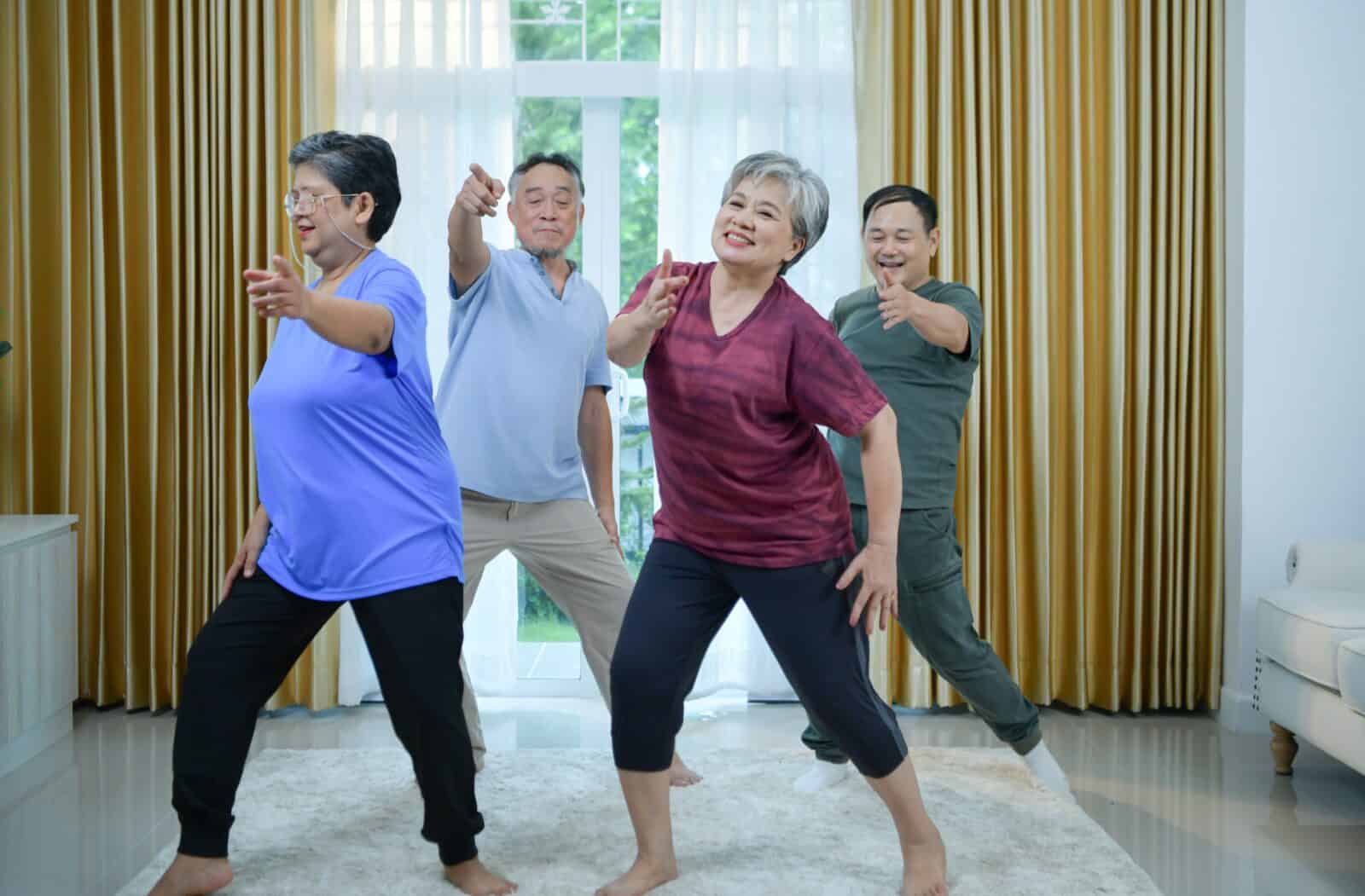 Group of elderly people dancing