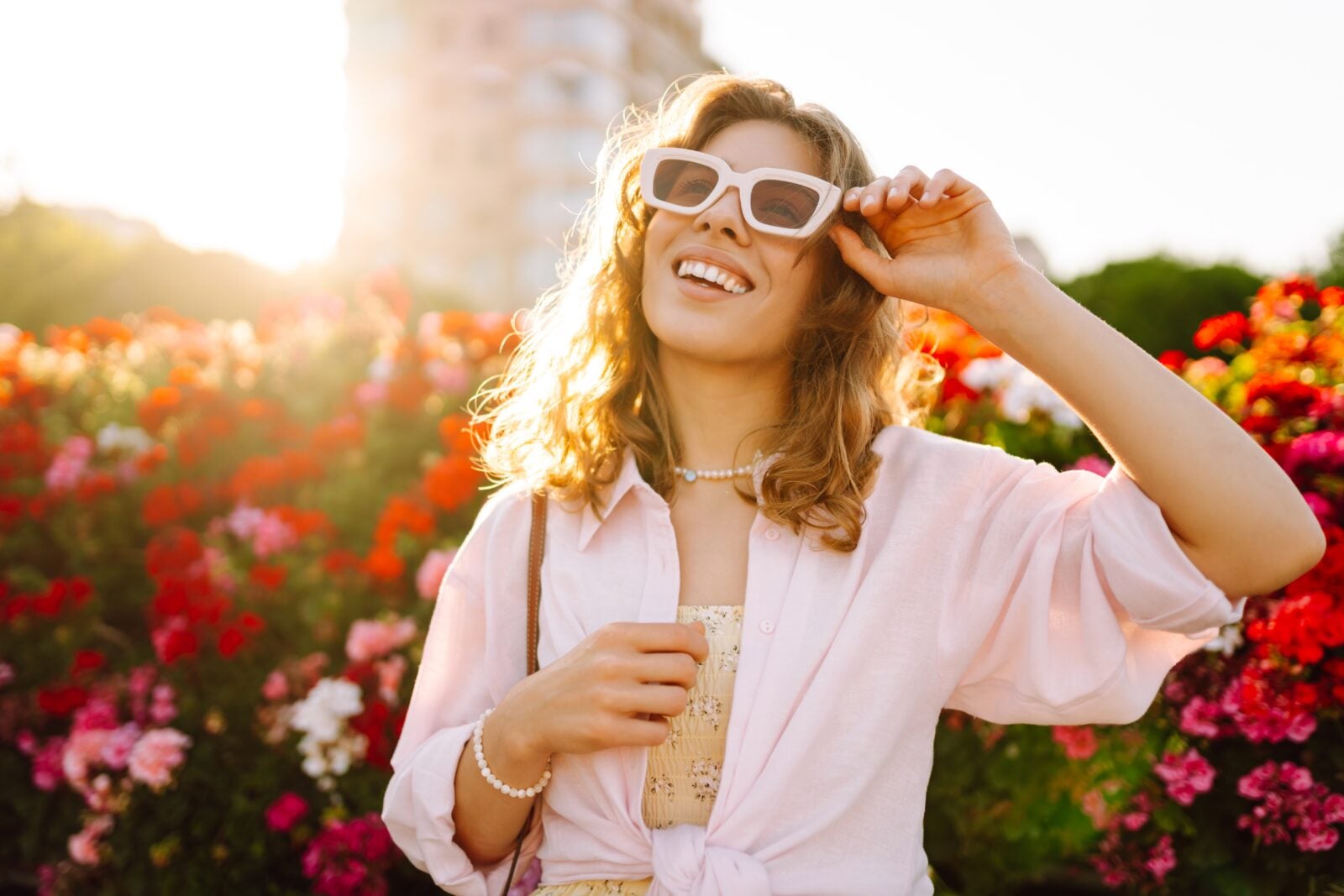 Woman with sunglasses, accessories concept