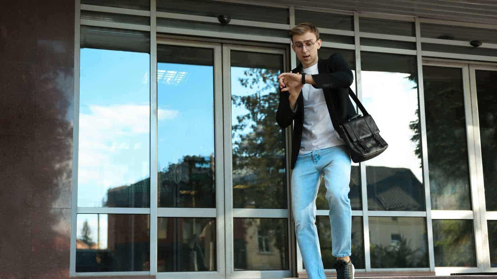 man late for work