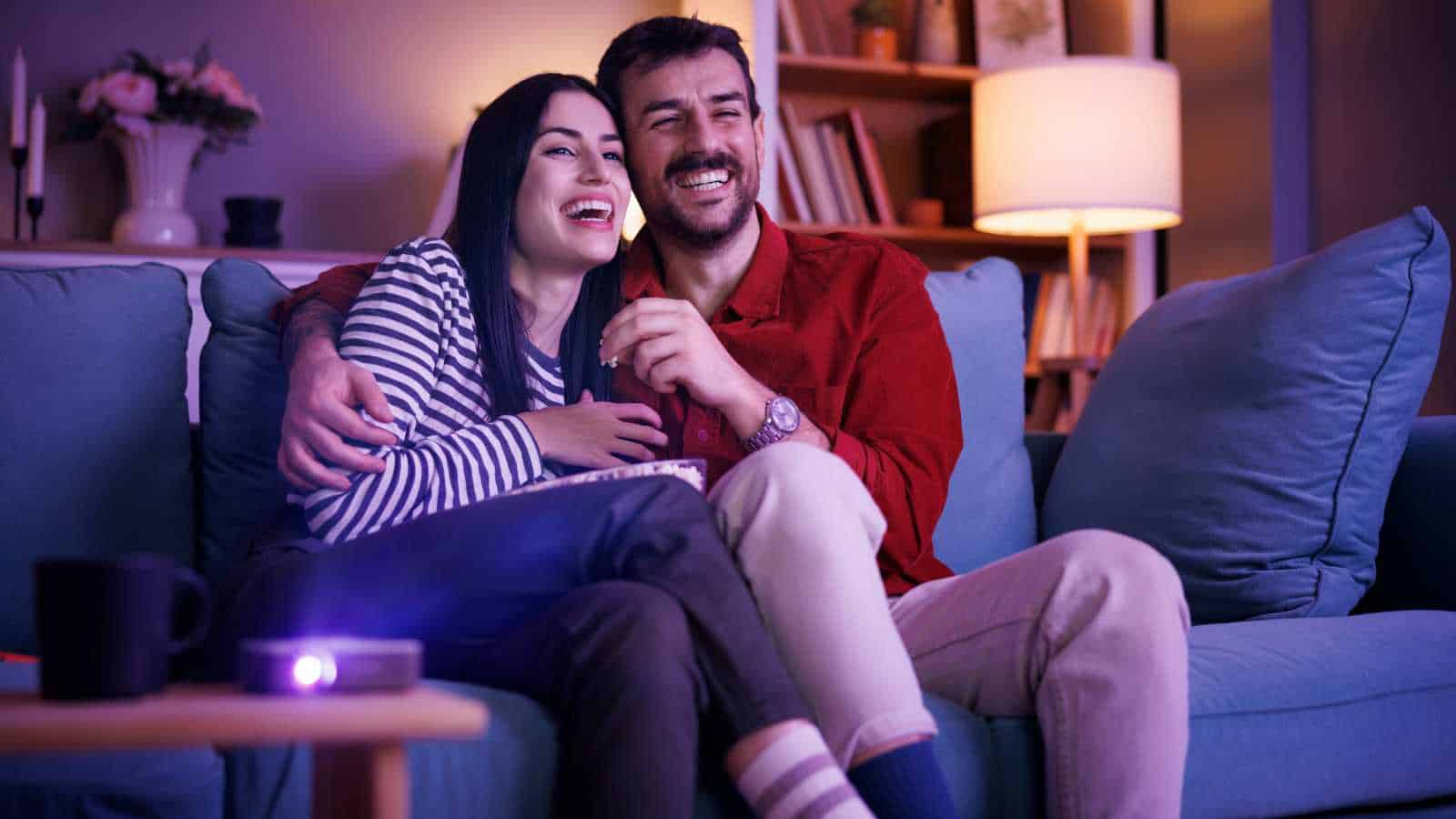 couple laughing together