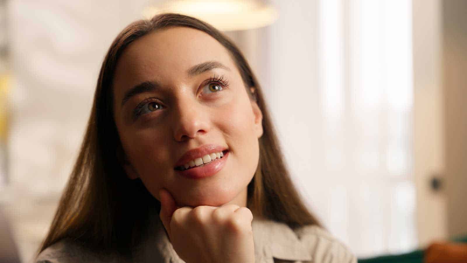 dreamy thoughtful woman