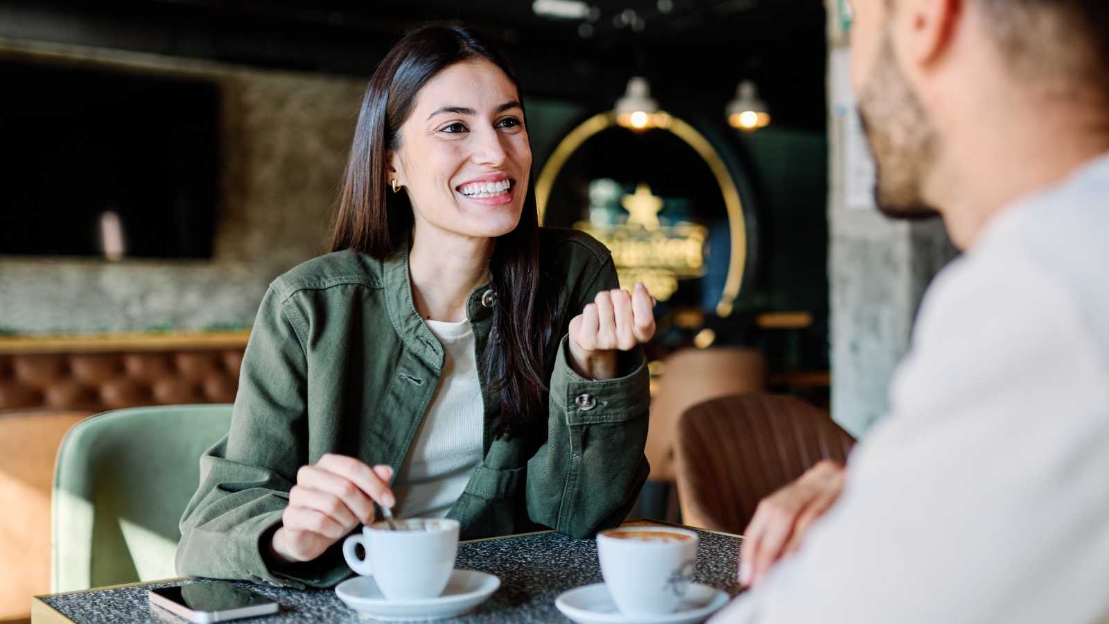 happy woman on a date