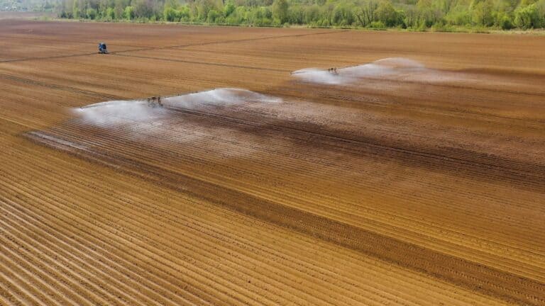 aerial view crop irrigation machine