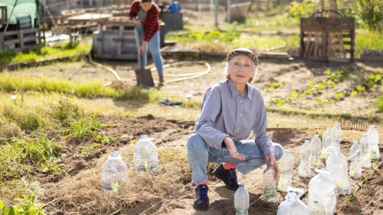 senior woman gardening