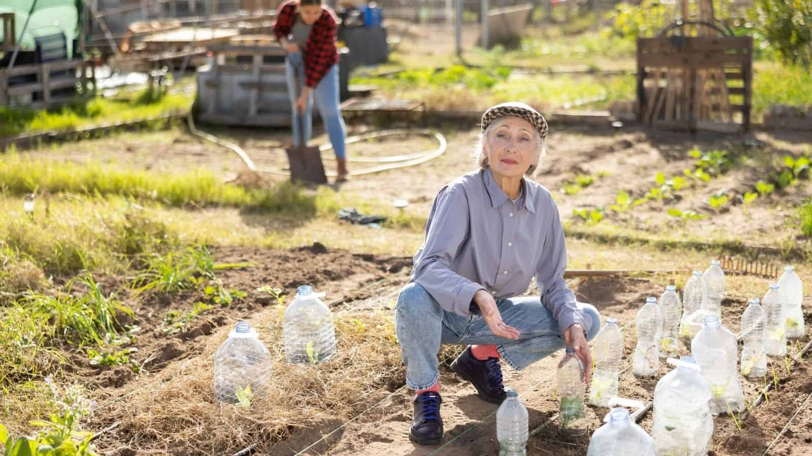 senior woman gardening